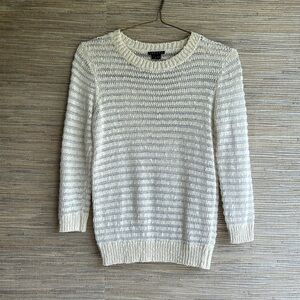 Theory Open Knit Long-Sleeve Crewneck Sweater Size S/P